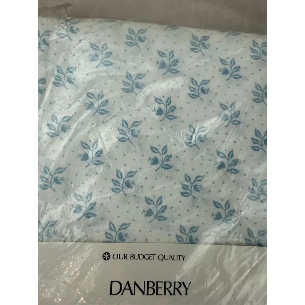 Vintage Twin Flat Sheet NOS Danberry Blue and White Floral Cottagecore